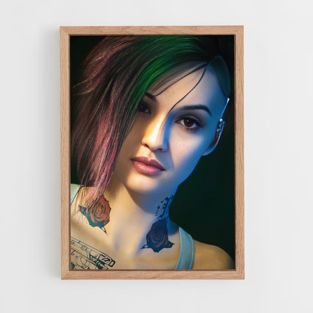 Poster Judy sommeille – affiche Cyberpunk (vue 4)